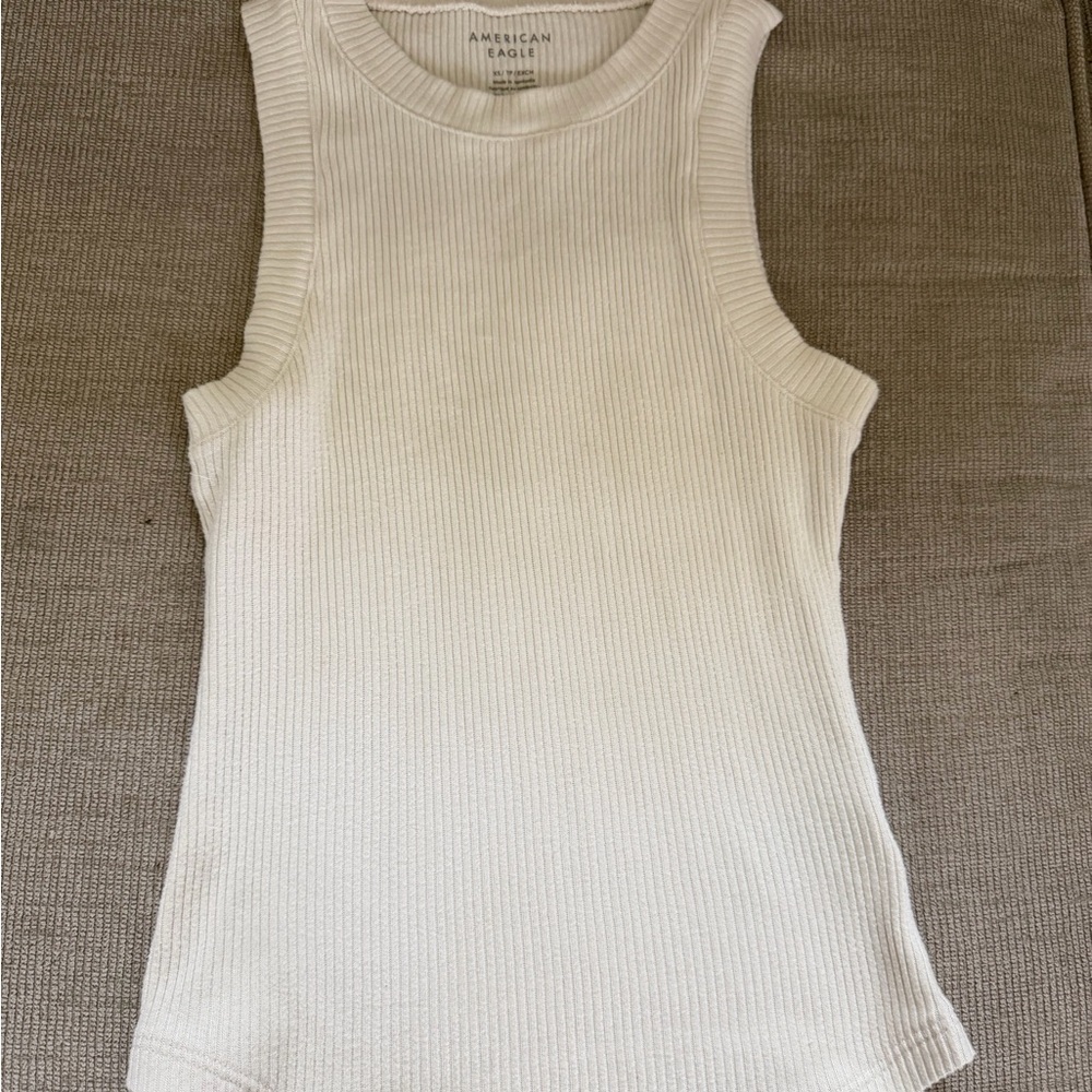 American Eagle Outfitters Cream Ribbed Tank Top